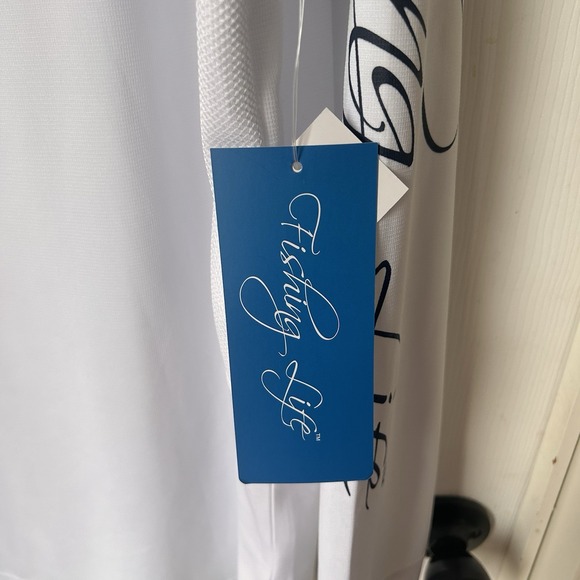 Fishing Life Shirt Mens Size XL White LS Logo Polyester New UPF Sun 50+ BxNN - Picture 9 of 10